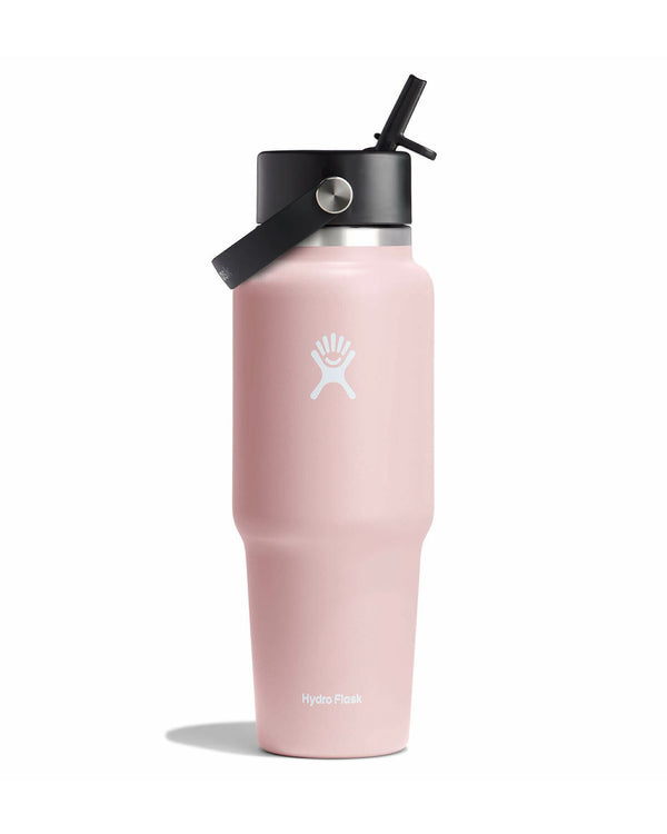 Pink Hydro Flask 946ml with straw lid and powder coat finish for on-the-go hydration and temperature control.