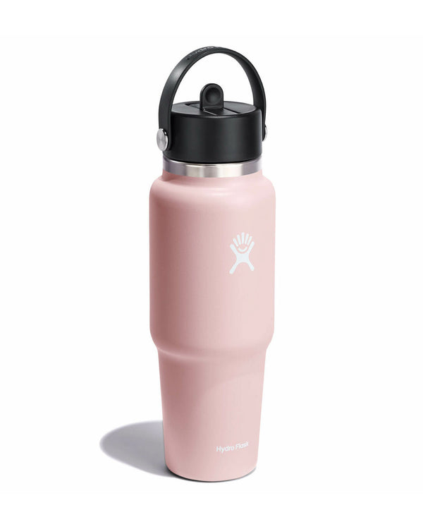 Pink Hydro Flask 946ml with flex cap handle and wide mouth design for easy drinking and portability.