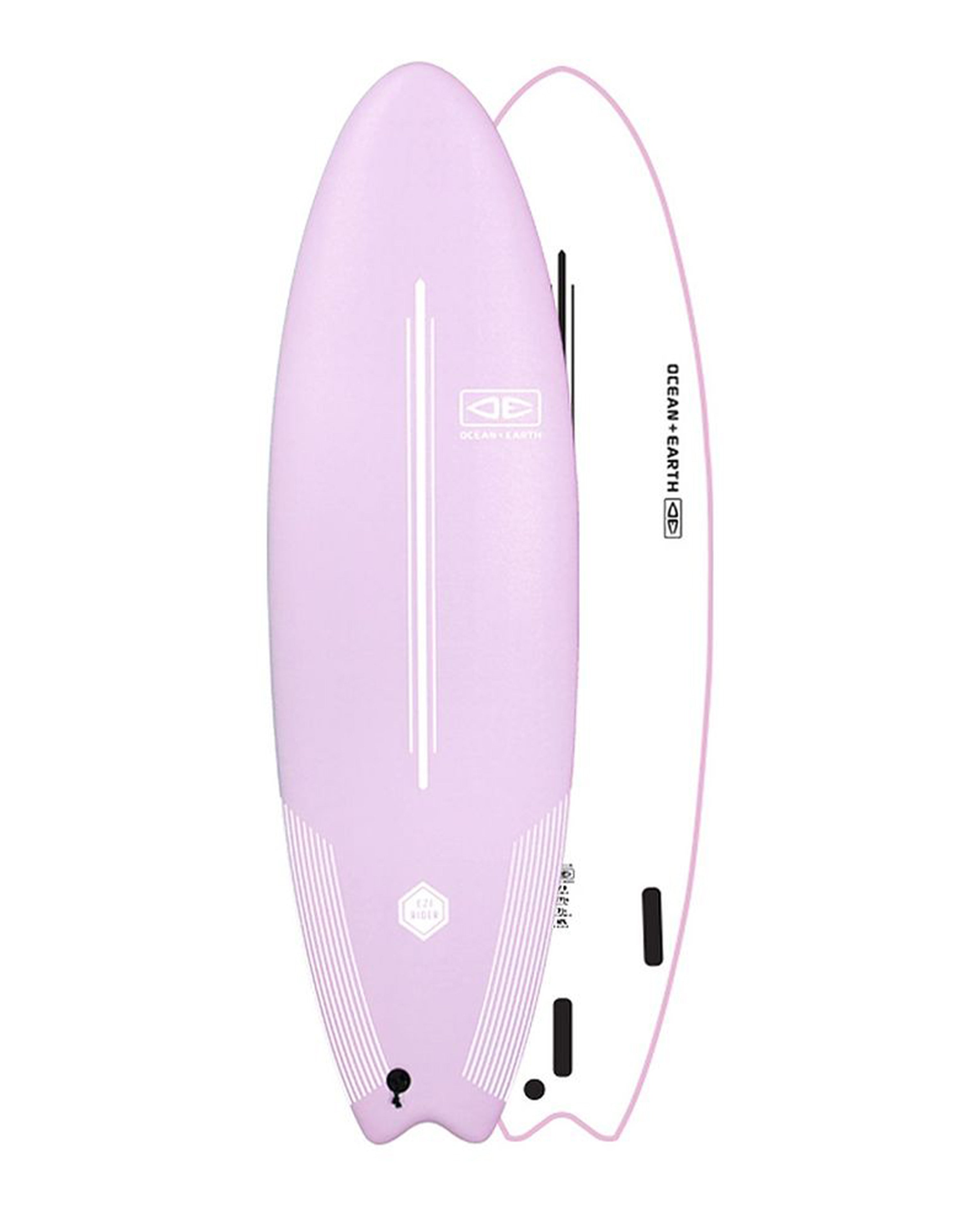 Purple surfboard with leash on a white background