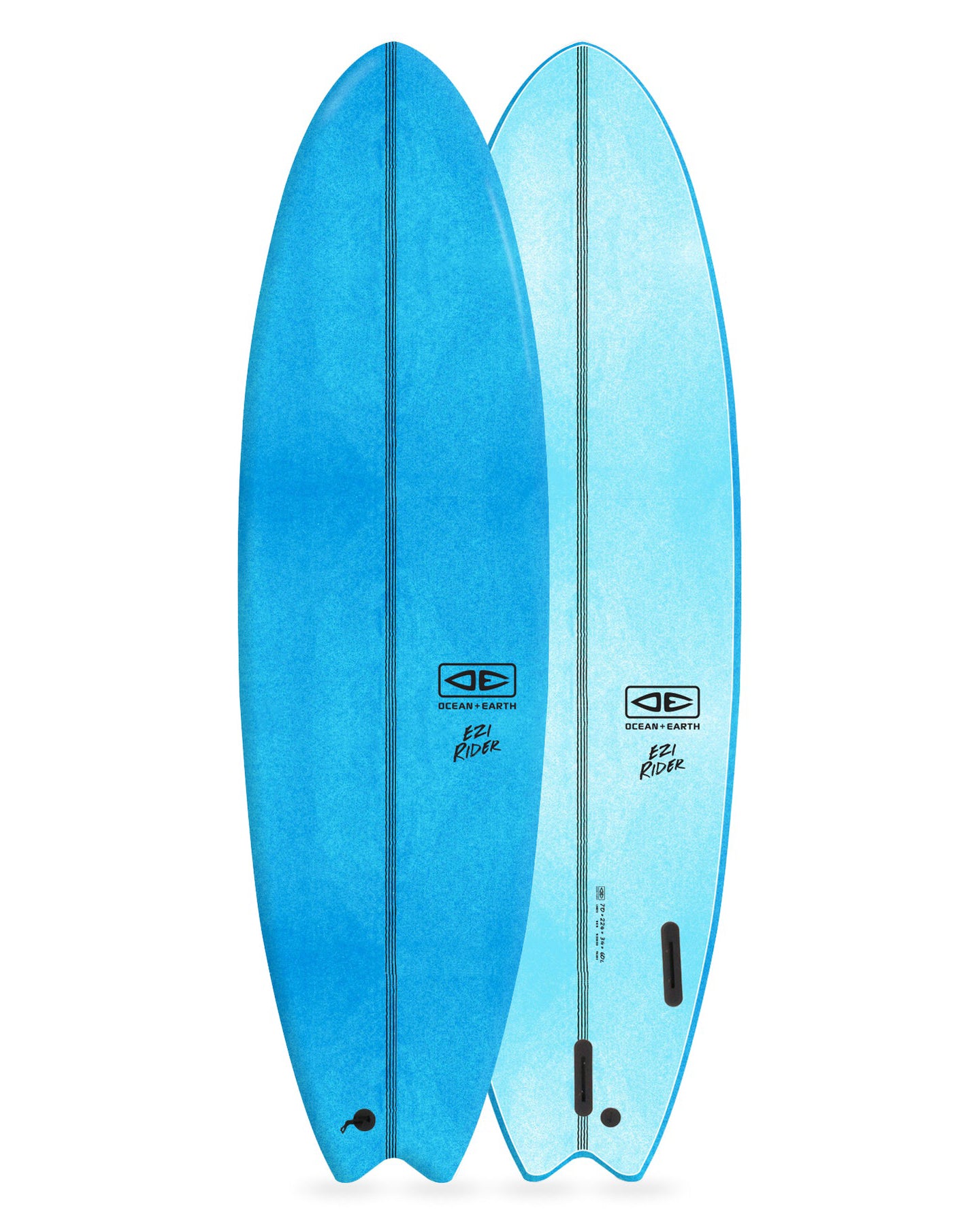 Blue surfboard with a white background