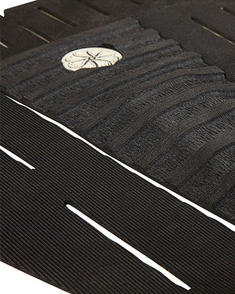 Close-up of ribbed centre arch and fine textured slits on black tail pad
