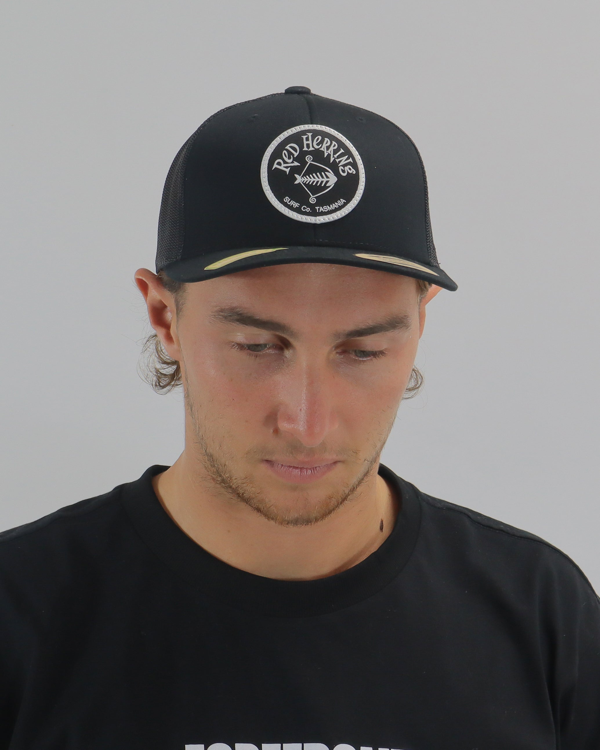 Red Herring OG Black Logo Trucker