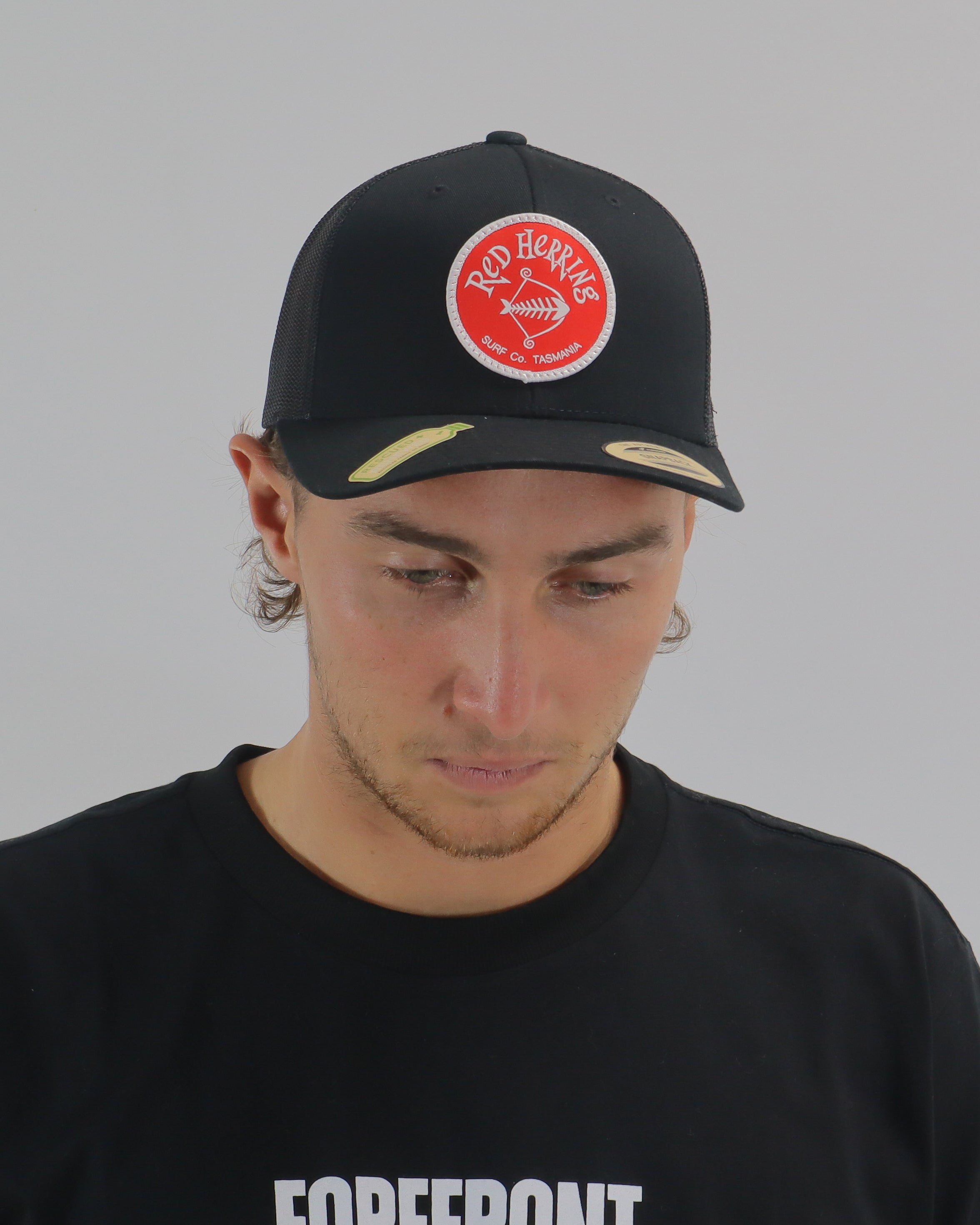 Red Herring OG Black Logo Trucker