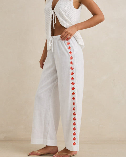 Melia Floral Embroidered Beach Pant