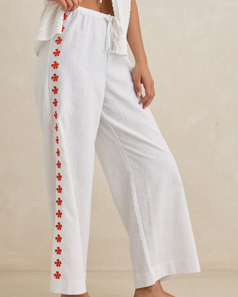 Melia Floral Embroidered Beach Pant