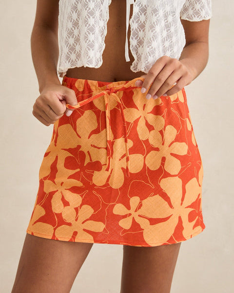 Melia Floral Bias Cut Mini Skirt