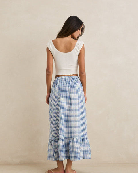Lola Check Tiered Maxi Skirt