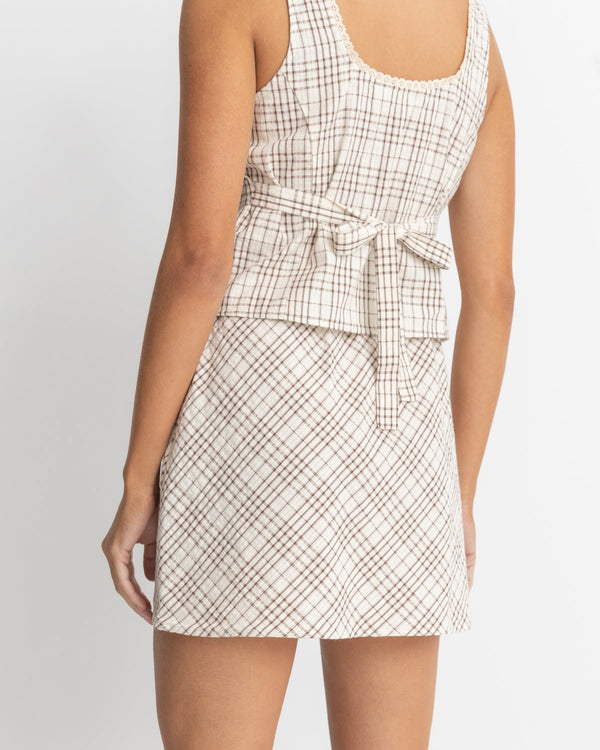 Rumi Check Bias Cut Mini Skirt