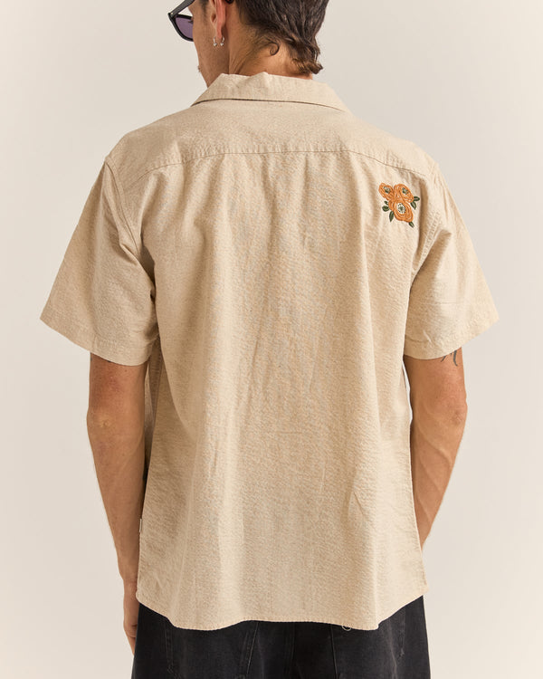 Embroidered Seersucker Short Sleeve Shirt