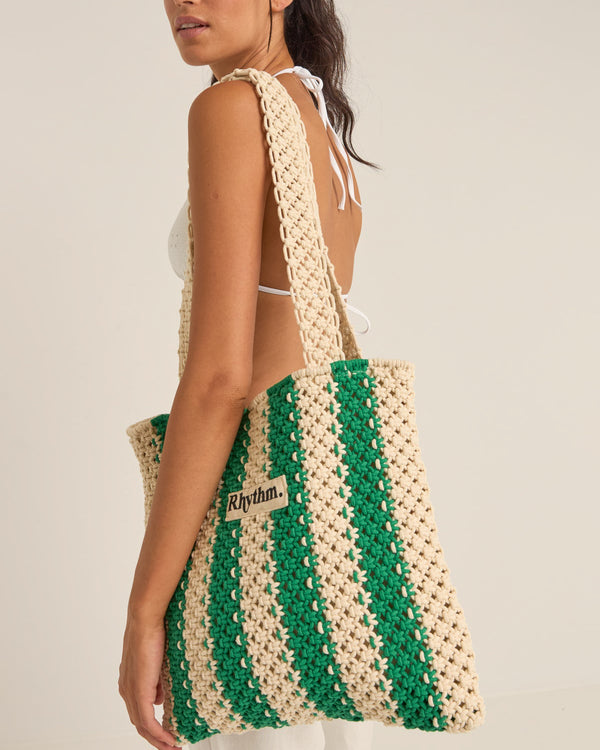 Dinero Stripe Crochet Tote Bag