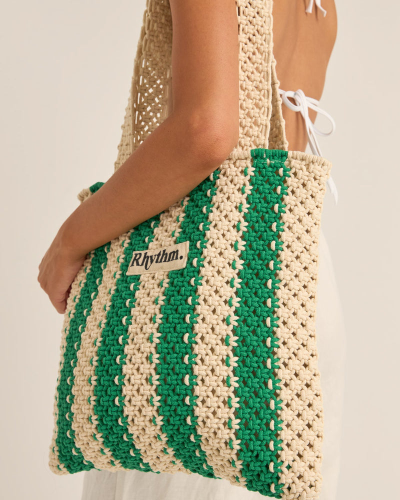 Dinero Stripe Crochet Tote Bag