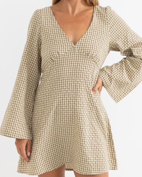 Luca Long Sleeve Check Mini Dress