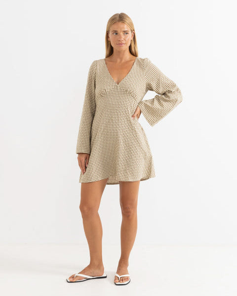 Luca Long Sleeve Check Mini Dress