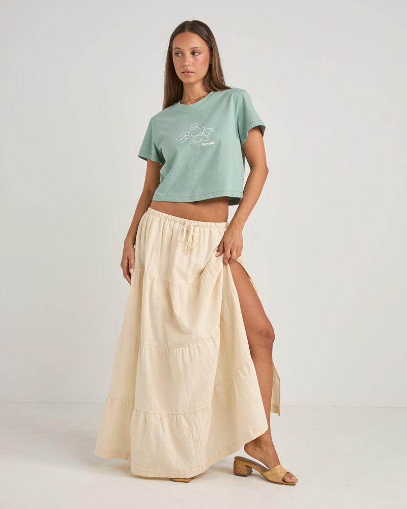 Textured Tiered Maxi Skirt