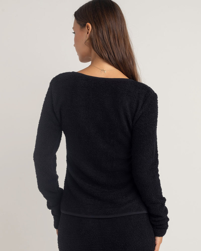 Sofia Boucle Long Sleeve Tie Front Top