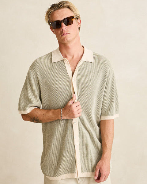 Hi Lo Knit Button Up Shirt