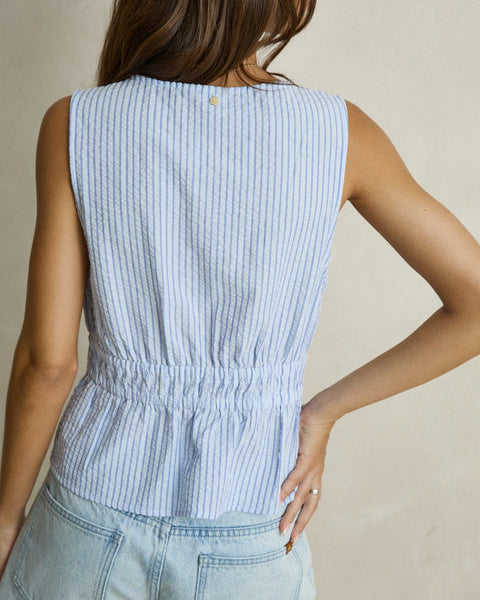 Vista Stripe Tie Front Top