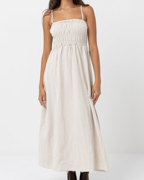 Classic Shirred Midi Dress