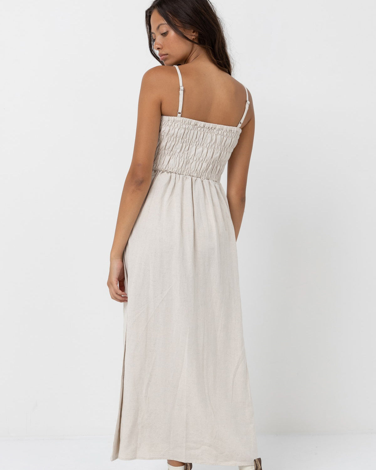 Classic Shirred Midi Dress