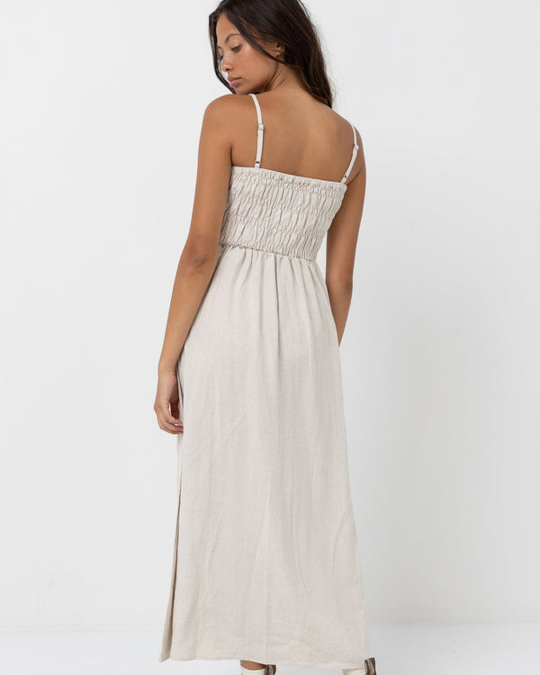 Classic Shirred Midi Dress