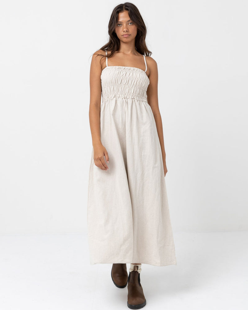Classic Shirred Midi Dress