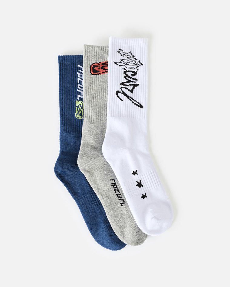 Retro Crew Sock 3-Pk