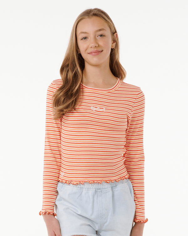 Girls Summer Solsice Long Sleeve Rib Top