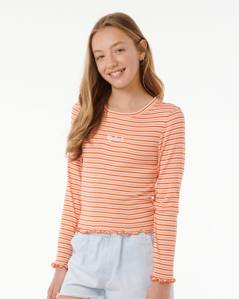 Girls Summer Solsice Long Sleeve Rib Top