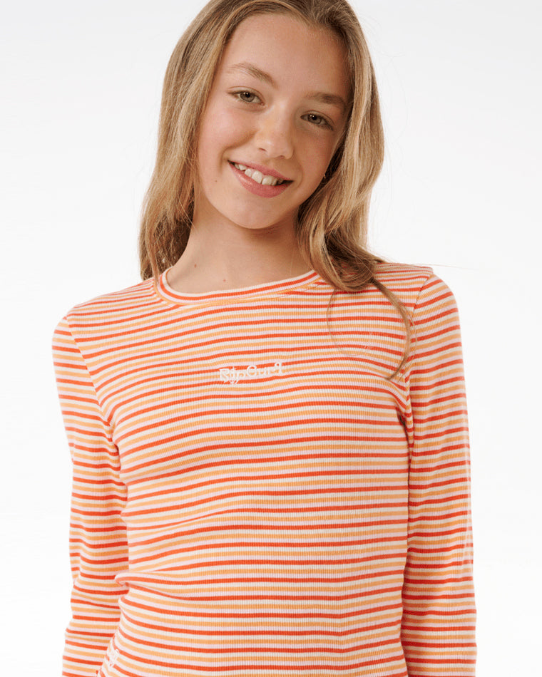 Girls Summer Solsice Long Sleeve Rib Top