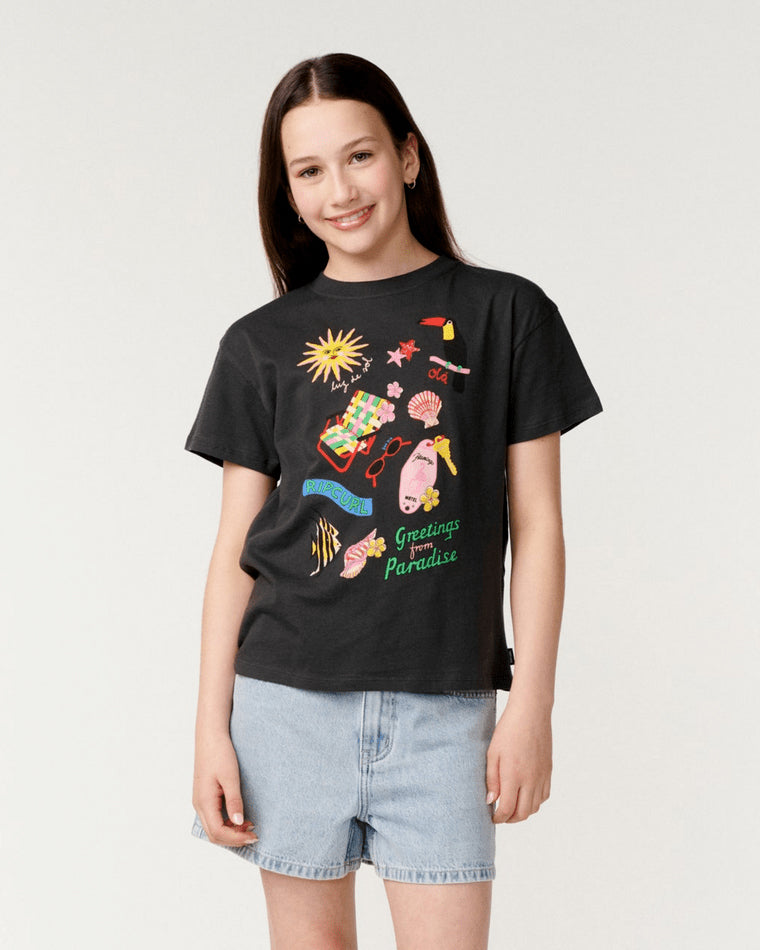 Girls Island Time Band Tee