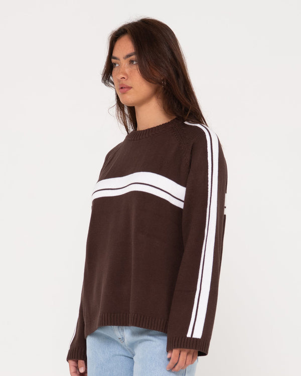 White Lines Long Sleeve Crew Neck Knit