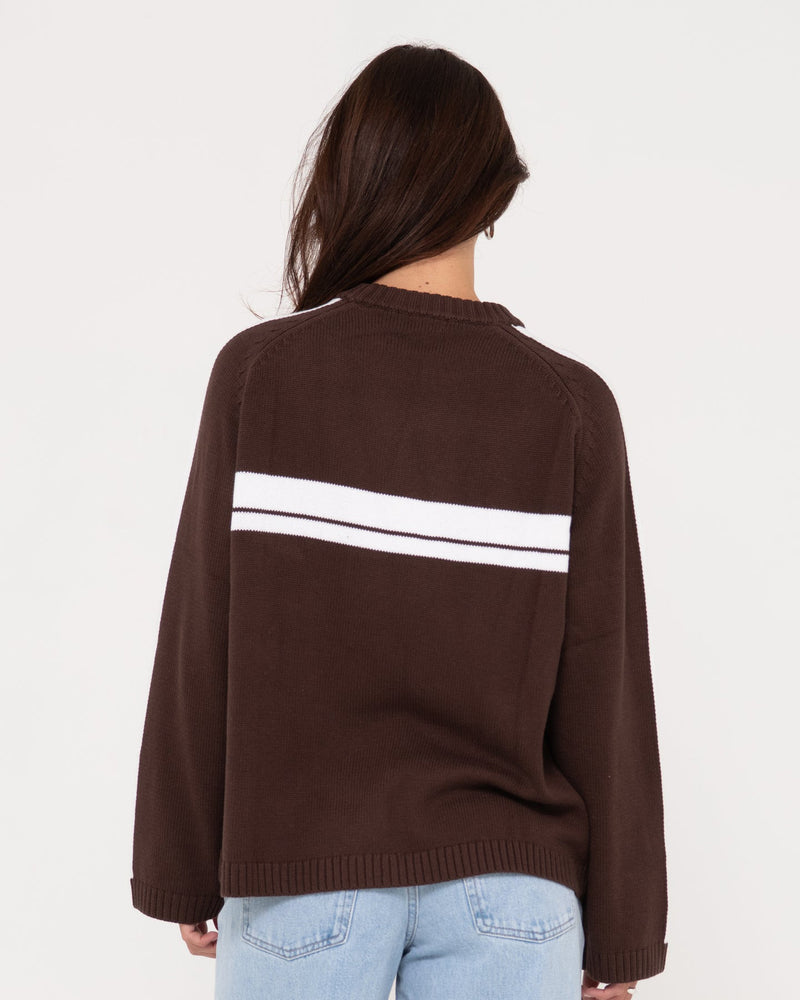 White Lines Long Sleeve Crew Neck Knit