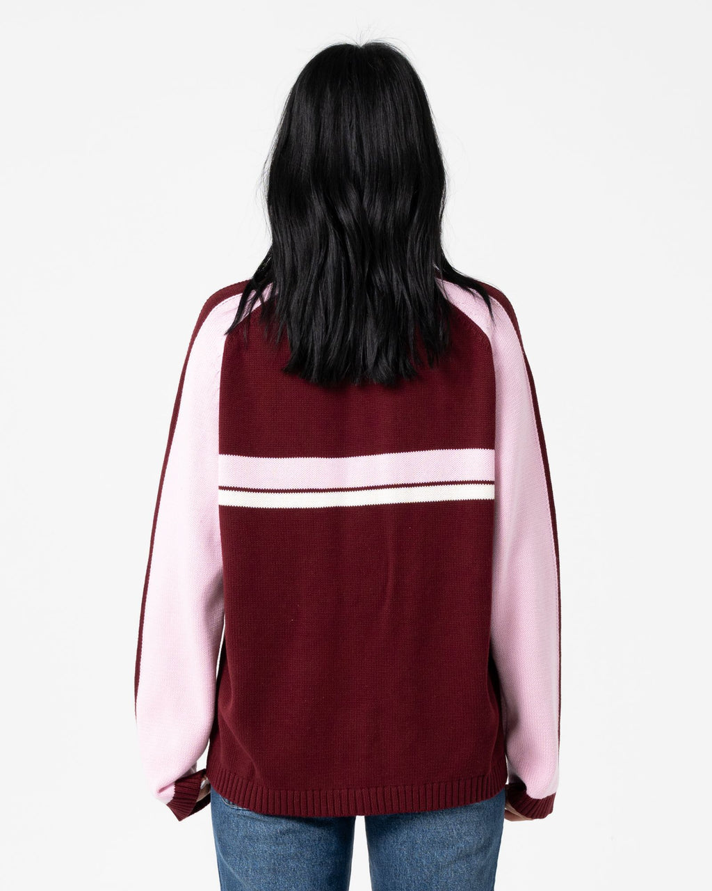 White Lines Two Long Sleeve Crew Neck Knit