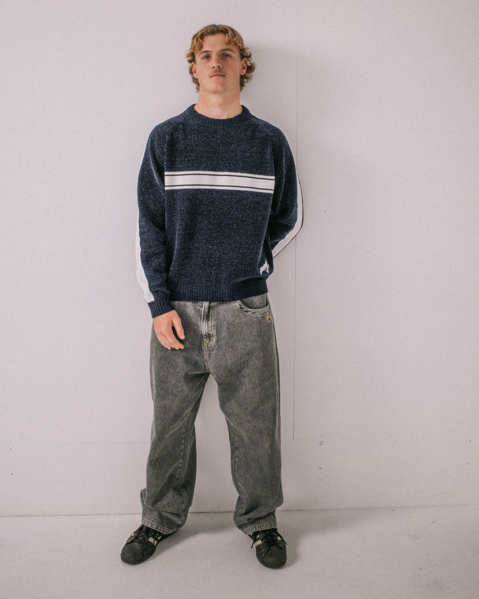 White Lines Chenille Crew