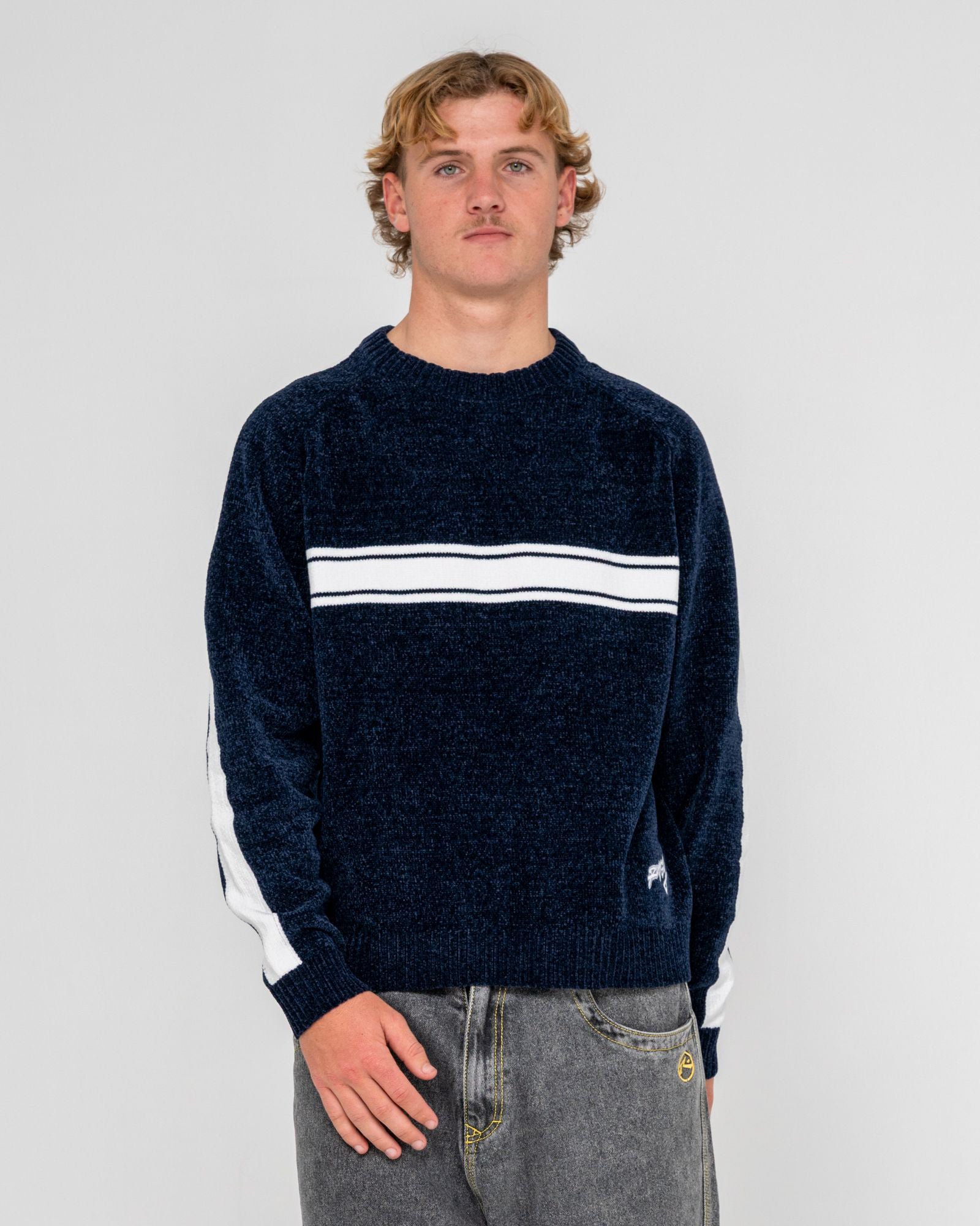 White Lines Chenille Crew