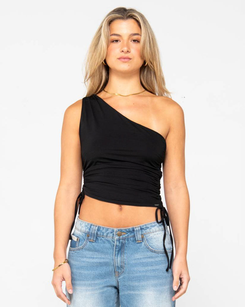 Lani One Shoulder Rouched Top