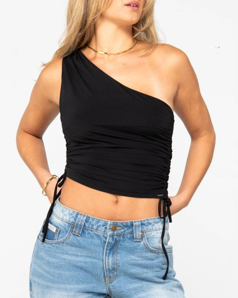 Lani One Shoulder Rouched Top