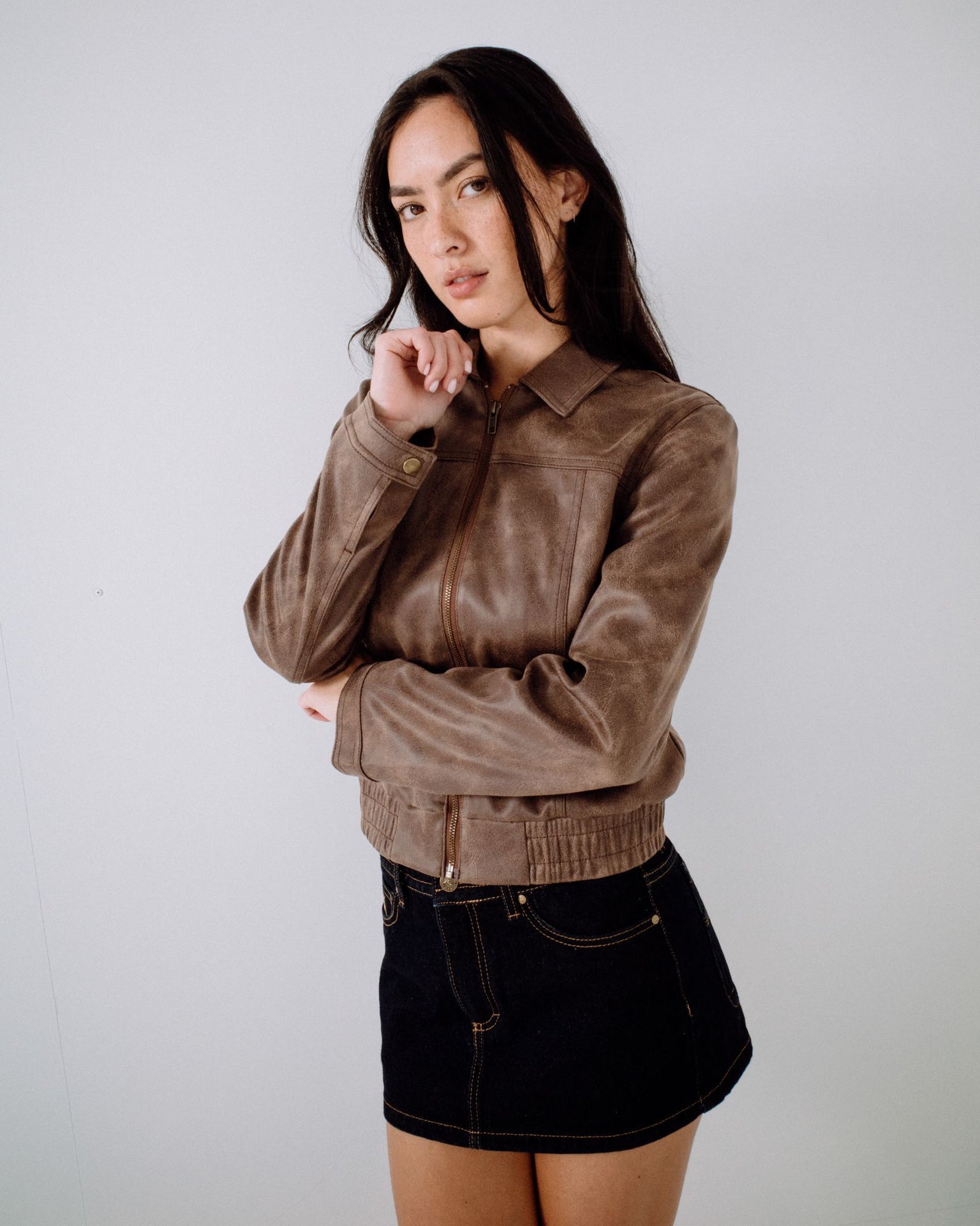 Lizzy Faux Leather Fitted Jacket