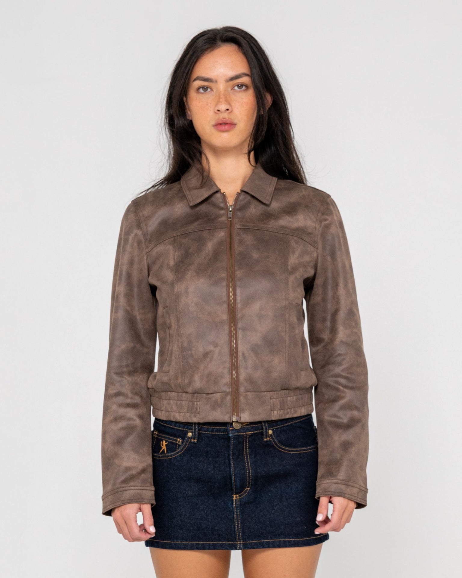 Lizzy Faux Leather Fitted Jacket