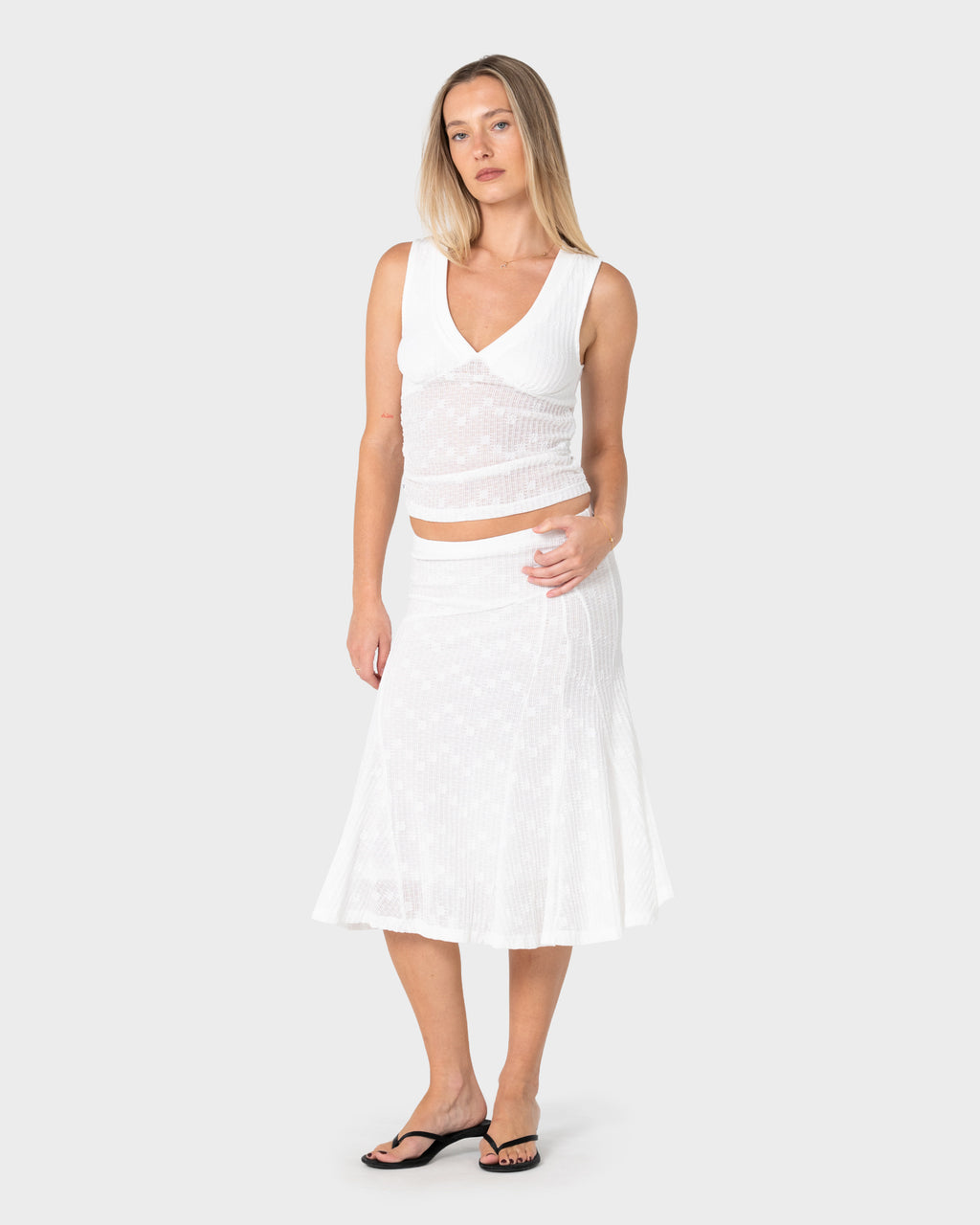 Roma Low Rise Lace Midi Skirt