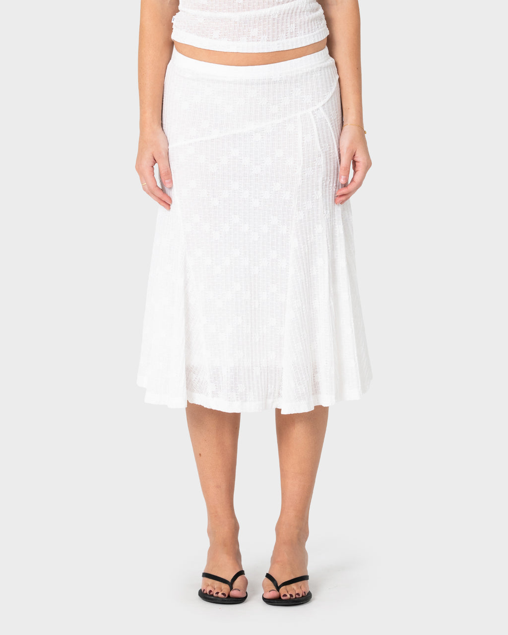 Roma Low Rise Lace Midi Skirt
