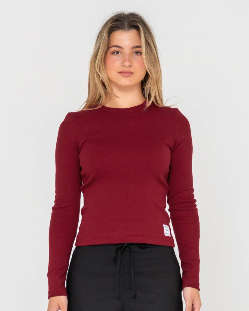 Rusty Essentials Ribbed Long Sleeve Tee