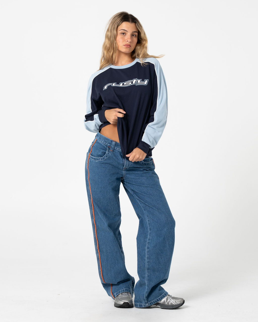 Fine Line Contrast Long Sleeve Tee