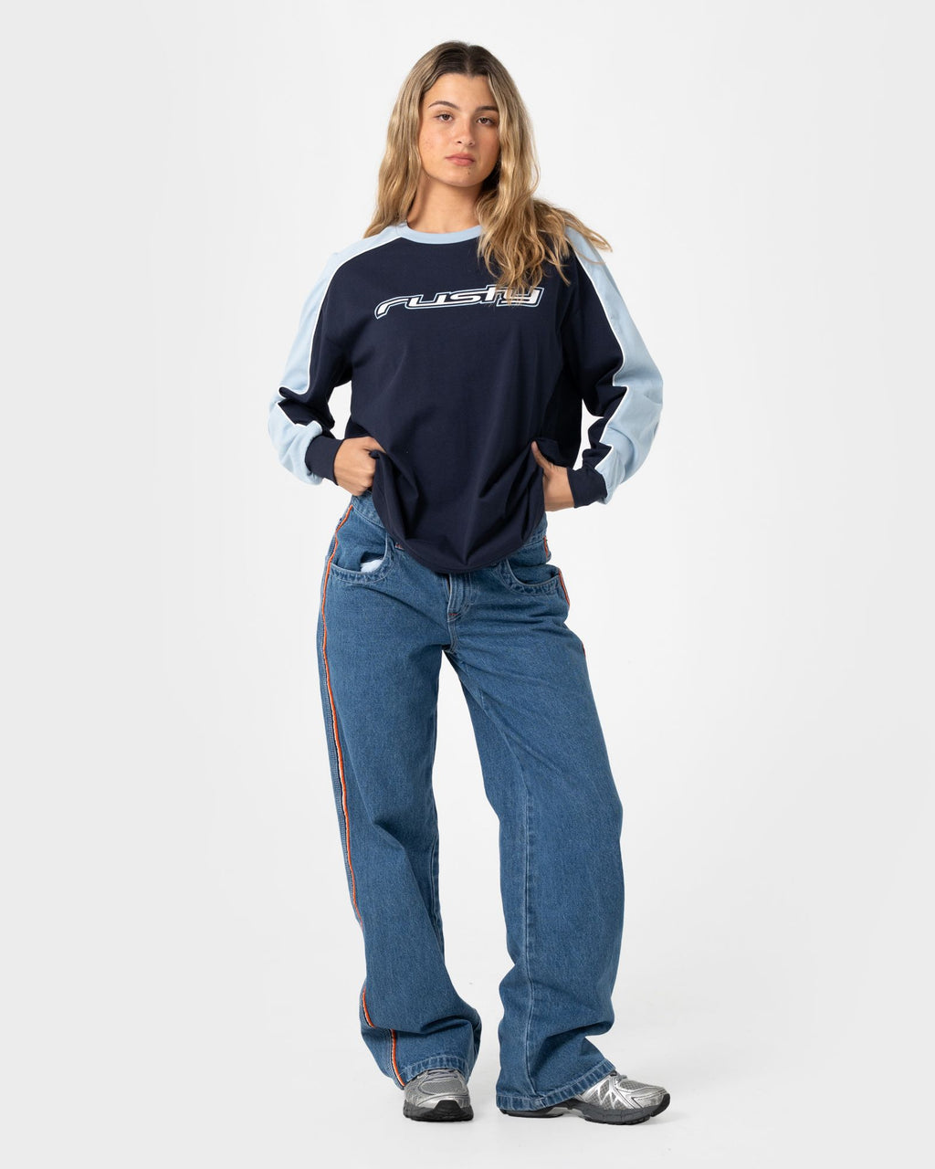 Fine Line Contrast Long Sleeve Tee
