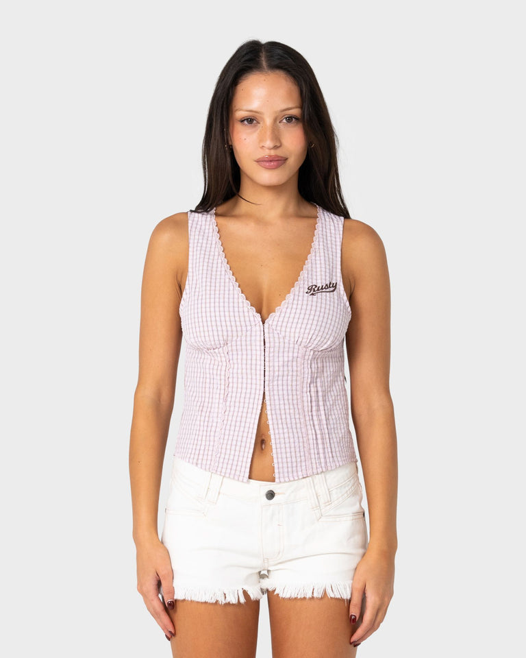 Peggy Sue Sleeveless Button Down Blouse
