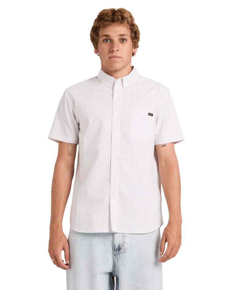 Rvca Pinstripe Short Sleeve Shirt