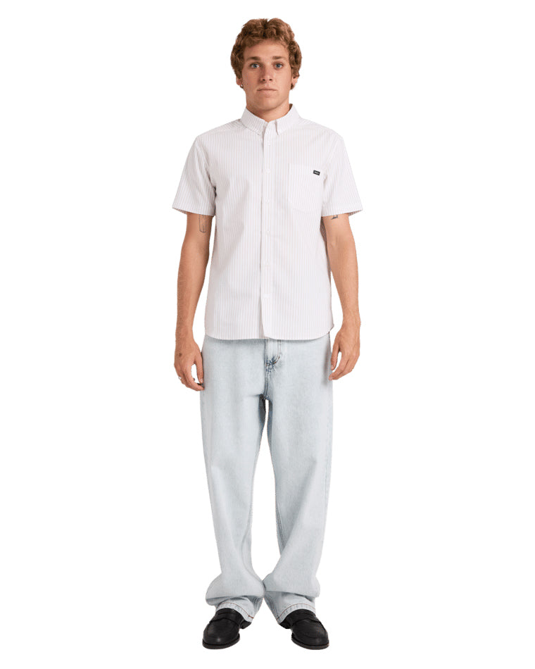 Rvca Pinstripe Short Sleeve Shirt