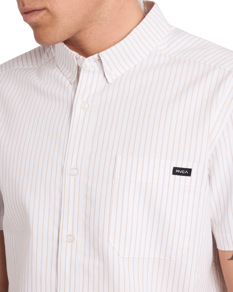 Rvca Pinstripe Short Sleeve Shirt