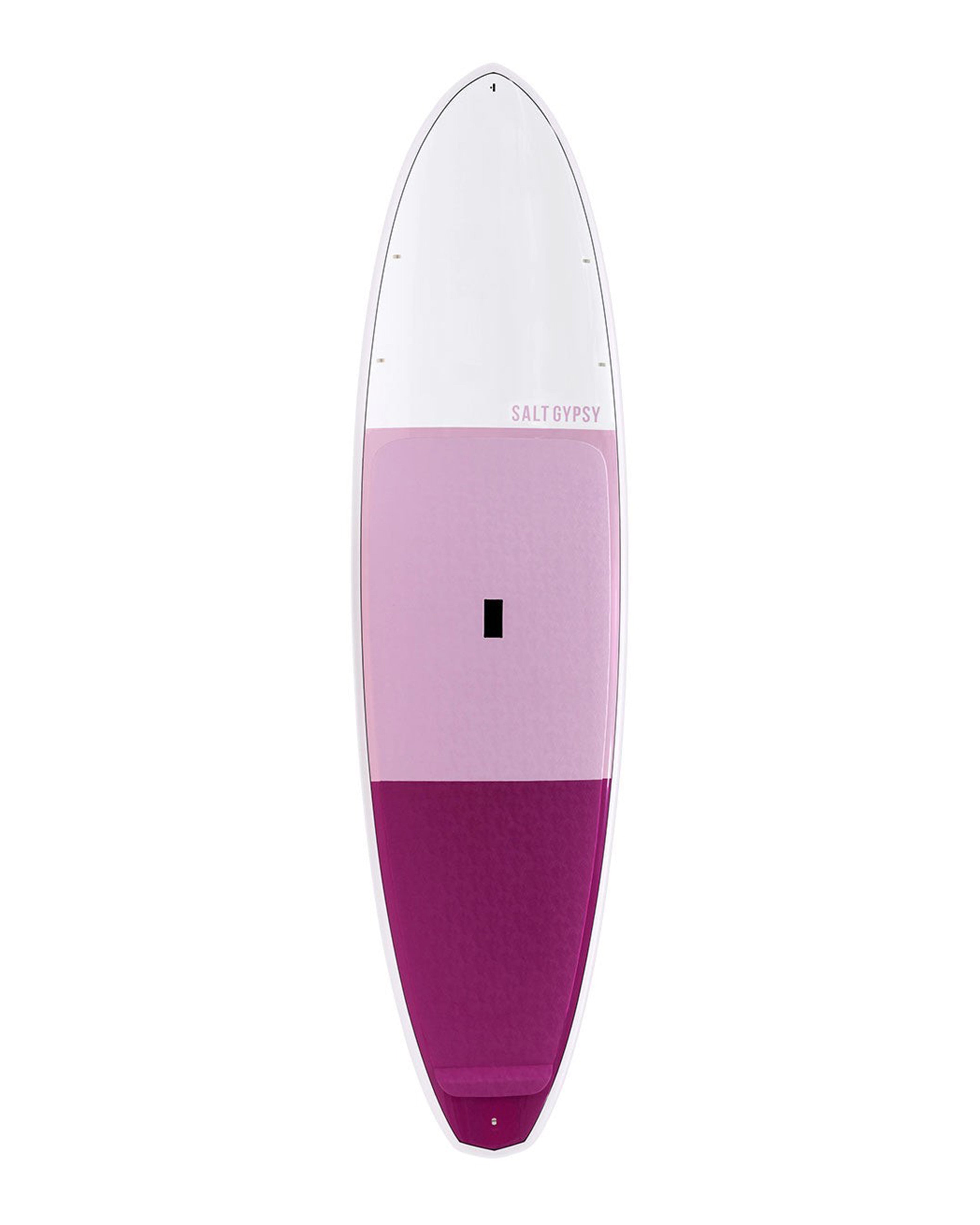 Salt Gypsy stand-up paddleboard with white, blush, and plum colour blocks and centre handle.