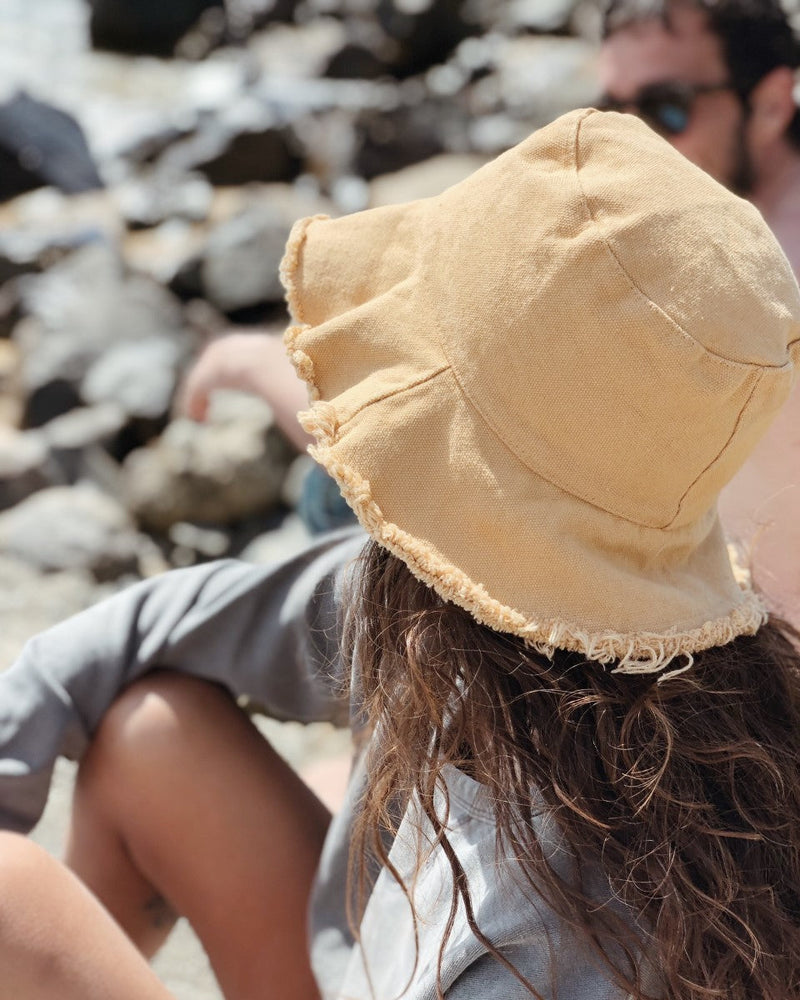 Canvas Frayed Edge Bucket Hat